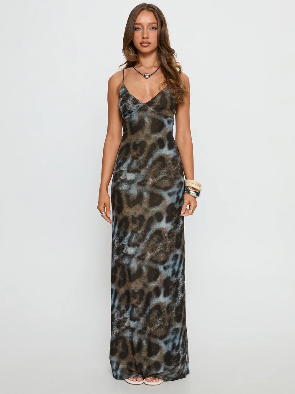 Princess Polly Saprona Leopard Print Slip Maxi Dress- US 0 - NWOT